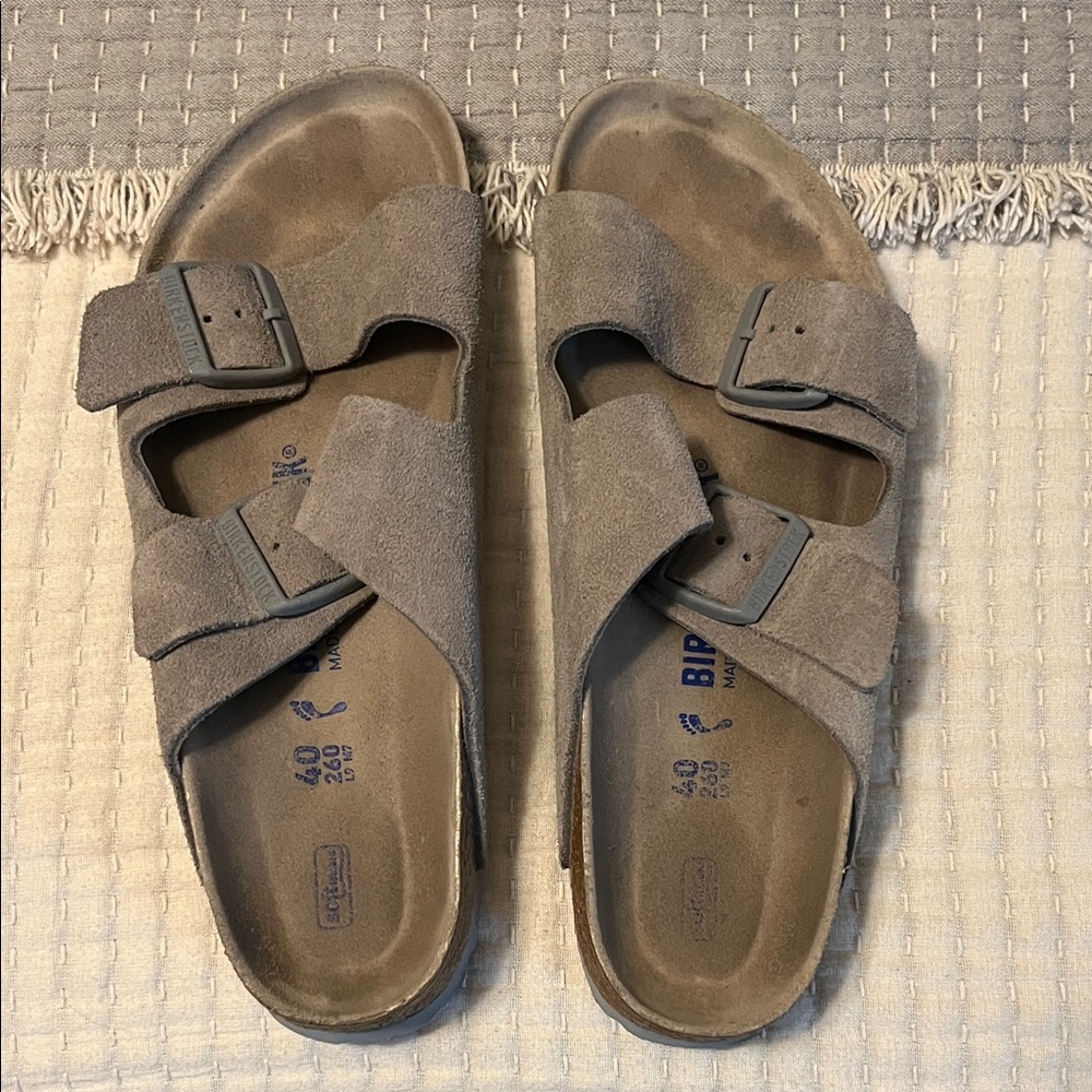 Birkenstock Gray Suede Double Strap Sandals